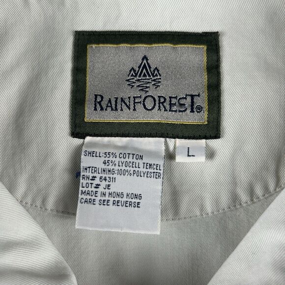 Vintage Rainforest Harrington Jacket Men's Sz L Beige Khaki Twill Zip Up READ! - Picture 6 of 14